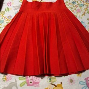 Elegant Red Pleated Skirt